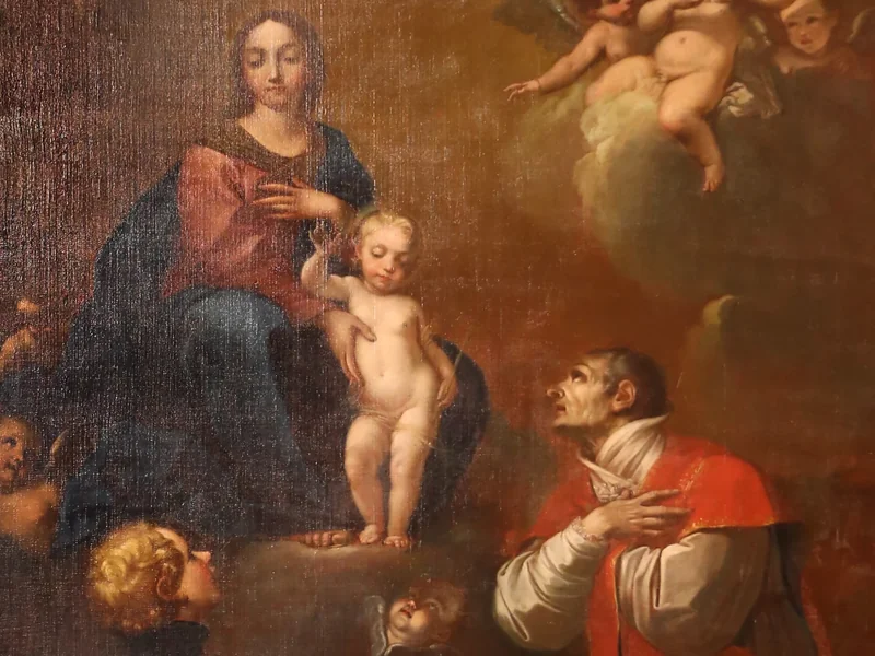 1681-Giuseppe Orioli - Giuseppe orioli, madonna col bambino tra i ss. stanislao kostka e francesco borgia, 1736 ca